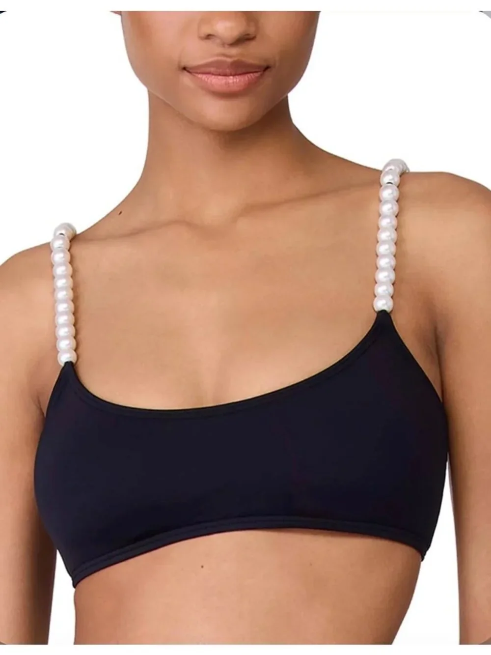 Kate Spade Women's Embellished Pearl Strap Bikini Top Size L